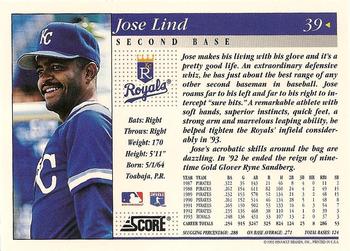1994 Score #39 Jose Lind Back