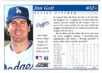 1994 Score #402 Jim Gott Back