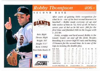 1994 Score #406 Robby Thompson Back