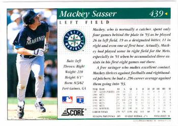 1994 Score #439 Mackey Sasser Back