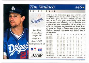 1994 Score #446 Tim Wallach Back