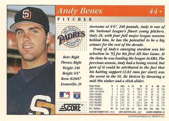 1994 Score #44 Andy Benes Back