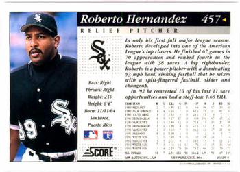 1994 Score #457 Roberto Hernandez Back