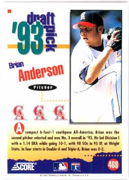 1994 Score #468 Brian Anderson Back