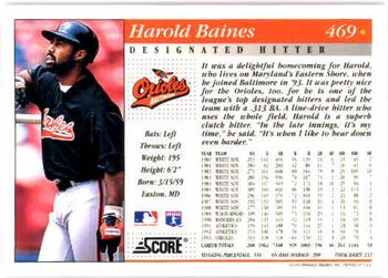 1994 Score #469 Harold Baines Back