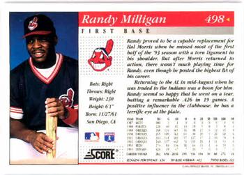 1994 Score #498 Randy Milligan Back