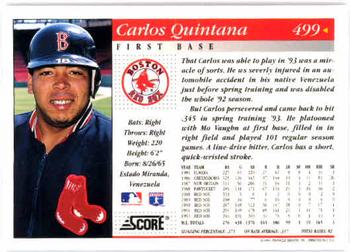 1994 Score #499 Carlos Quintana Back
