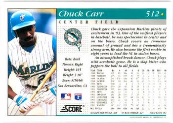 1994 Score #512 Chuck Carr Back