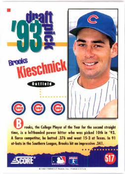 1994 Score #517 Brooks Kieschnick Back