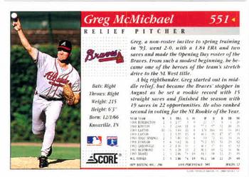1994 Score #551 Greg McMichael Back