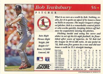 1994 Score #56 Bob Tewksbury Back