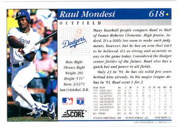 1994 Score #618 Raul Mondesi Back