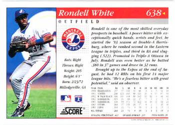 1994 Score #638 Rondell White Back