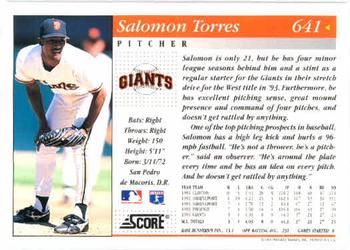 1994 Score #641 Salomon Torres Back
