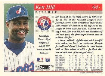 1994 Score #64 Ken Hill Back
