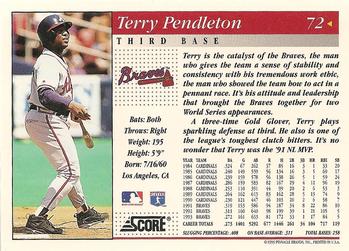1994 Score #72 Terry Pendleton Back