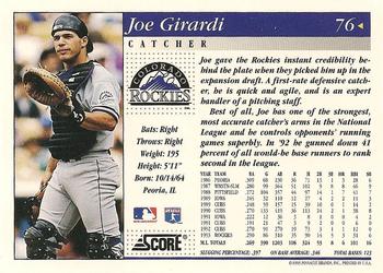 1994 Score #76 Joe Girardi Back