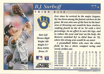 1994 Score #77 B.J. Surhoff Back