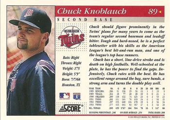 1994 Score #89 Chuck Knoblauch Back