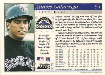 1994 Score #8 Andres Galarraga Back