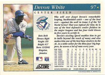 1994 Score #97 Devon White Back