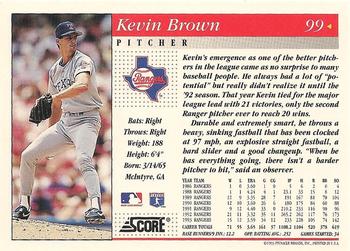 1994 Score #99 Kevin Brown Back
