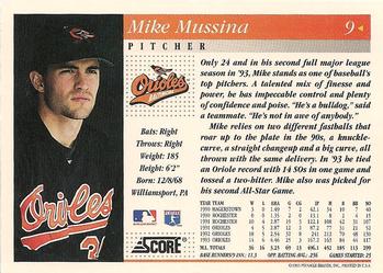 1994 Score #9 Mike Mussina Back