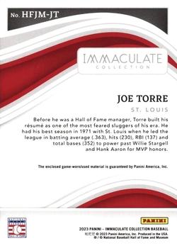 2023 Panini Immaculate Collection - Hall of Fame Jumbo Materials #HFJM-JT Joe Torre Back
