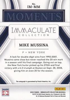 2023 Panini Immaculate Collection - Immaculate Moments #IM-MM Mike Mussina Back