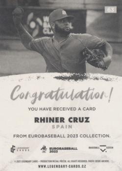 2023 Legendary Cards WBSC Eurobaseball 2023 #63 Rhiner Cruz Back