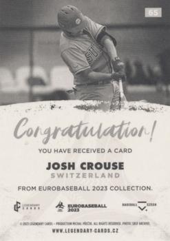 2023 Legendary Cards WBSC Eurobaseball 2023 #65 Josh Crouse Back