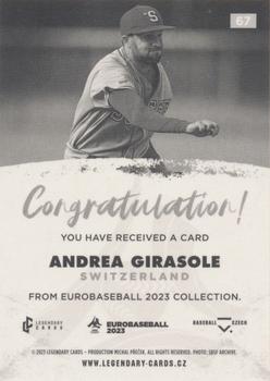 2023 Legendary Cards WBSC Eurobaseball 2023 #67 Andrea Girasole Back
