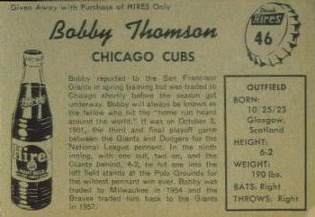 1958 Hires Root Beer #46 Bobby Thomson Back