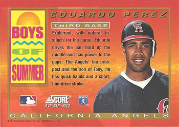 1994 Score - Boys of Summer #12 Eduardo Perez Back