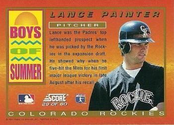 1994 Score - Boys of Summer #29 Lance Painter Back