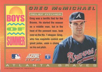 1994 Score - Boys of Summer #21 Greg McMichael Back