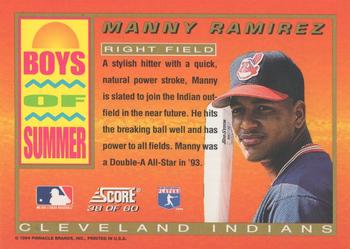 1994 Score - Boys of Summer #38 Manny Ramirez Back