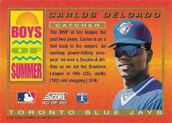 1994 Score - Boys of Summer #45 Carlos Delgado Back