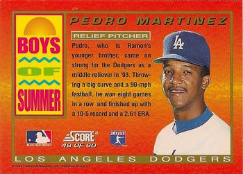 1994 Score - Boys of Summer #49 Pedro Martinez Back