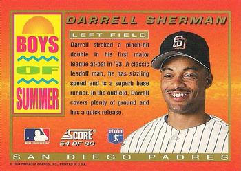 1994 Score - Boys of Summer #54 Darrell Sherman Back