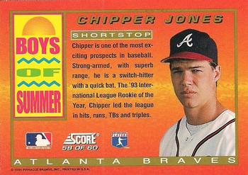 1994 Score - Boys of Summer #58 Chipper Jones Back