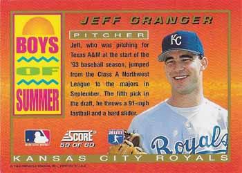 1994 Score - Boys of Summer #59 Jeff Granger Back