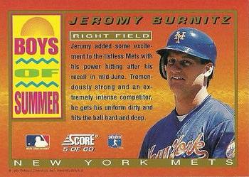 1994 Score - Boys of Summer #5 Jeromy Burnitz Back