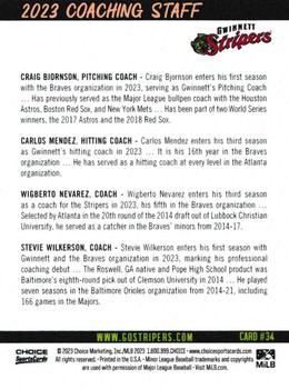 2023 Choice Gwinnett Stripers #34 Craig Bjornson / Carlos Mendez / Wigberto Nevarez / Stevie Wilkerson Back