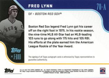 2023 Topps x J-Rod The Show Out Collection - Base Autographs J-Rod Blue #70-A Fred Lynn Back