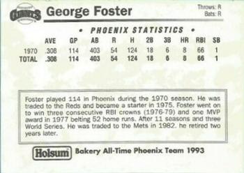1993 Holsum Bakery All-Time Phoenix Team 1993 #NNO George Foster Back