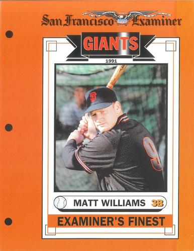 1991 San Francisco Examiner San Francisco Giants 6x9 #NNO Matt Williams Front