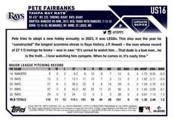 2023 Topps Update - Jack O'Lantern #US16 Pete Fairbanks Back