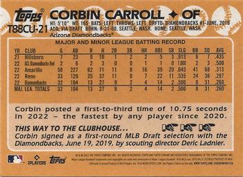 2023 Topps Update - 1988 Topps Baseball 35th Anniversary Chrome Silver Pack #T88CU-21 Corbin Carroll Back