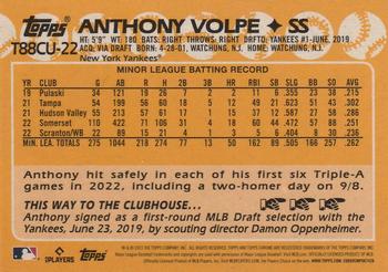 2023 Topps Update - 1988 Topps Baseball 35th Anniversary Chrome Silver Pack #T88CU-22 Anthony Volpe Back